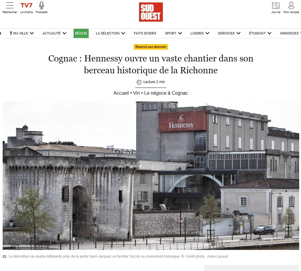 SUD OUEST : HENNESSY LA RICHONNE